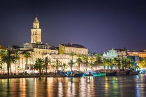 Split - Croatia, at night with Diocletian palace